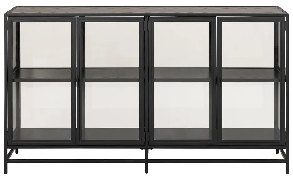 Čierna vitrína v dekore jaseňa 152x86 cm Seaford – Actona
