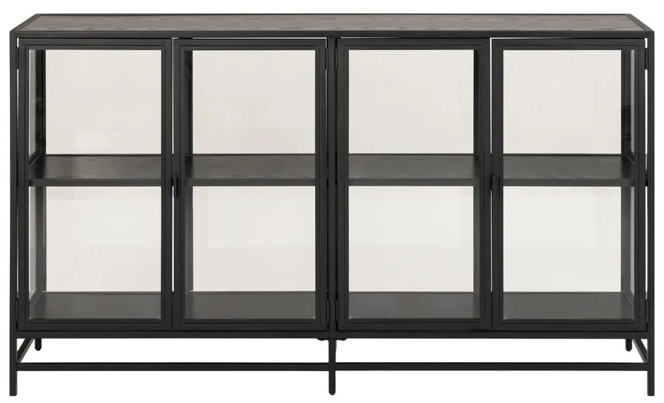 Čierna vitrína Actona Seaford, 152,4 x 86,4 cm
