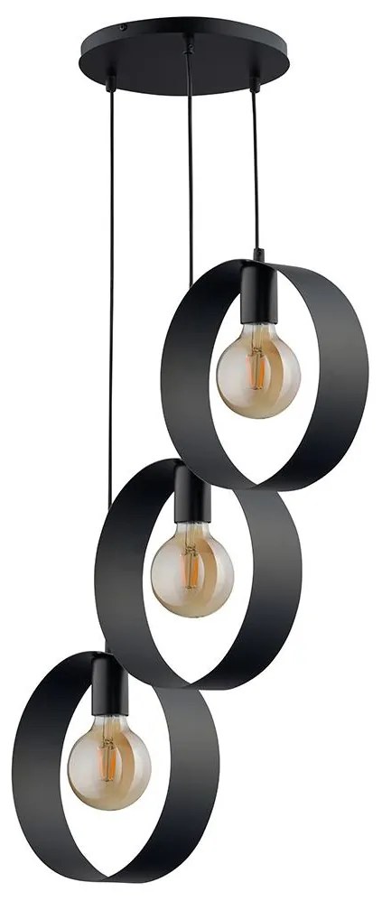Luster na lanku HAPPY 3xE27/60W/230V čierna