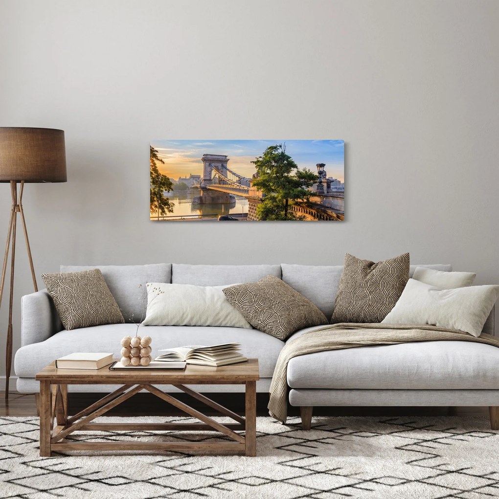 Obraz - Most cez rieku, Budapešť, Maďarsko (120x50 cm)