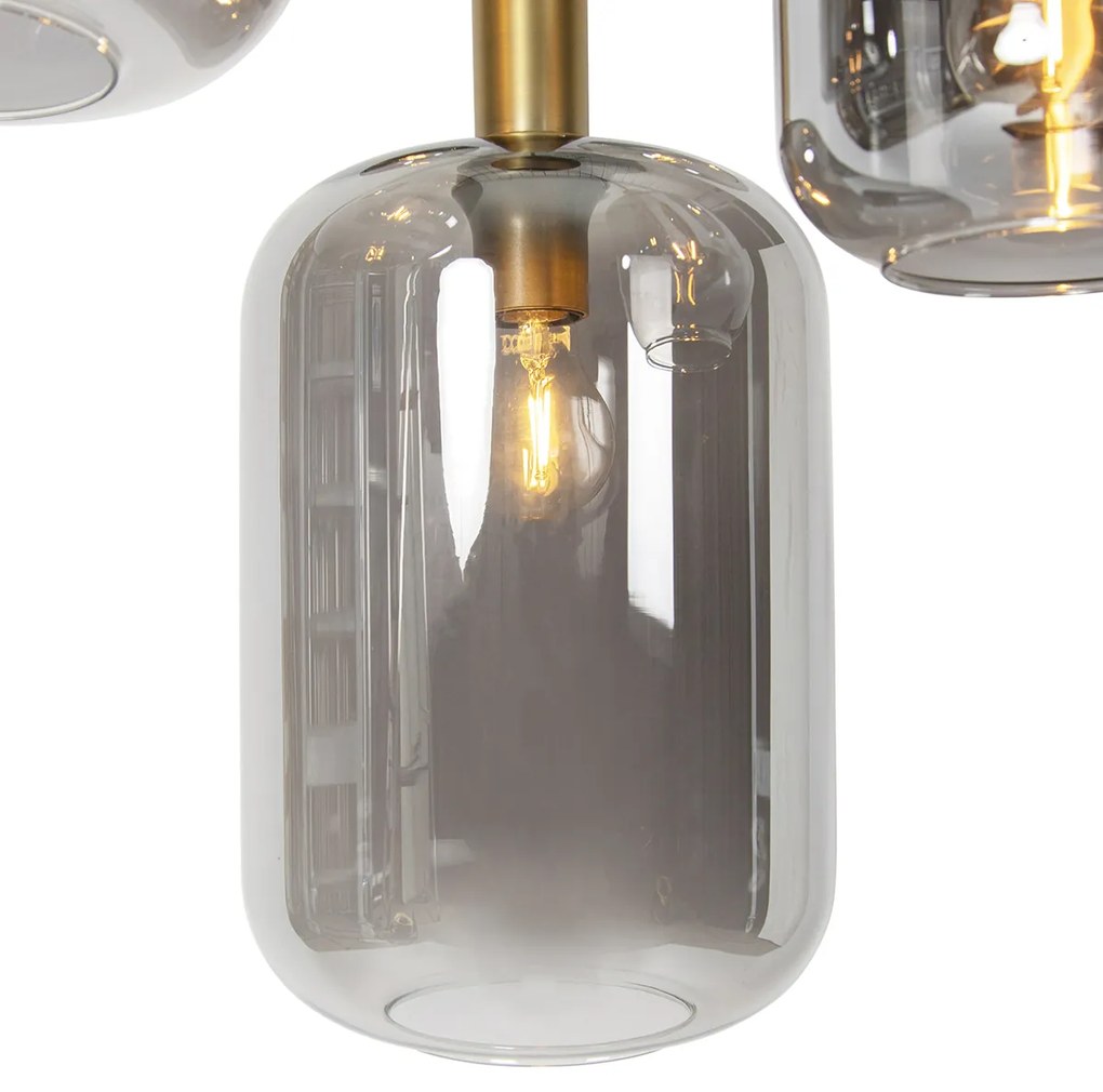 Inteligentné závesné svietidlo čierne so zlatom s dymovým sklom vrátane 5 Wifi A60 - Zuzanna