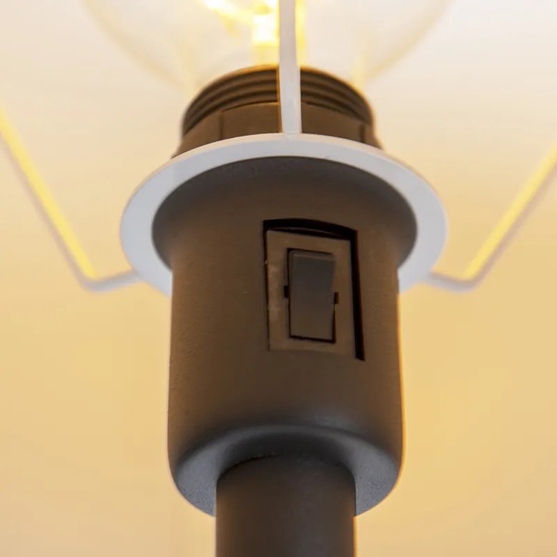 Klasická stojaca lampa čierna s čiernym tienidlom a lampou na čítanie - Retro