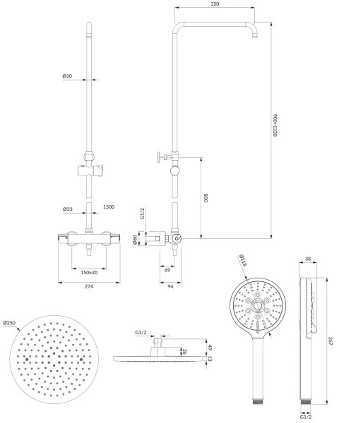 OMNIRES SYSY10/N/6CR - Sprchová sada s termostatickou batériou Y lesklý chróm