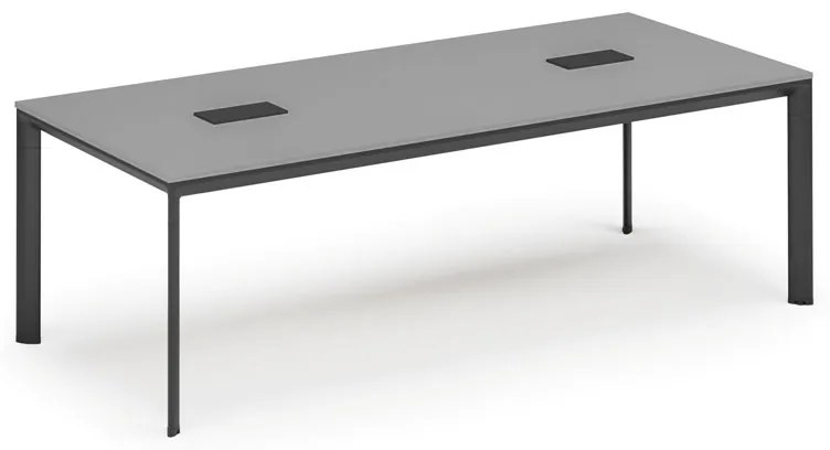 Rokovací stôl PRIMO INVITATION, 240x120 cm, sivá + 2x stolná zásuvka TYP III, čierna