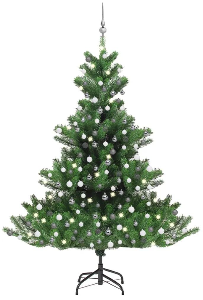 Umelý vianočný stromček jedľa Nordmann LED a gule zelený 210 cm 3077733