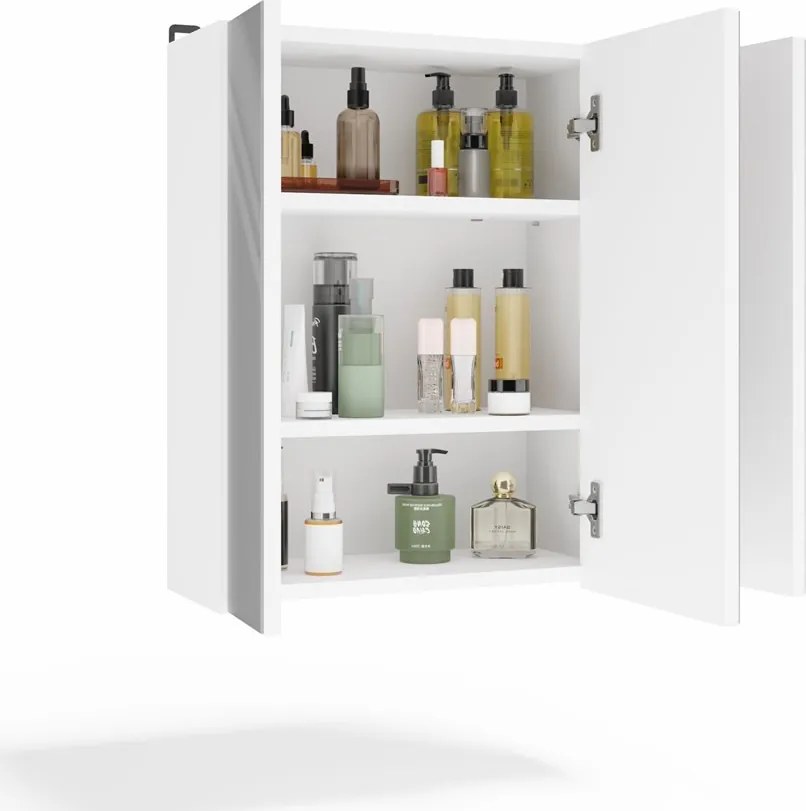 Závesná kúpeľňová skrinka so zrkadlom POLA 3L biela