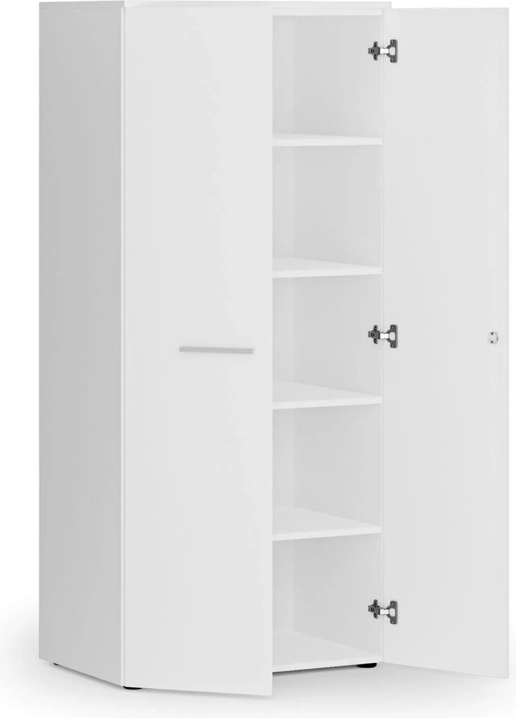 Kancelárska policová skriňa PRIMO WHITE s dverami, 800 x 500 x 1781 mm, biela