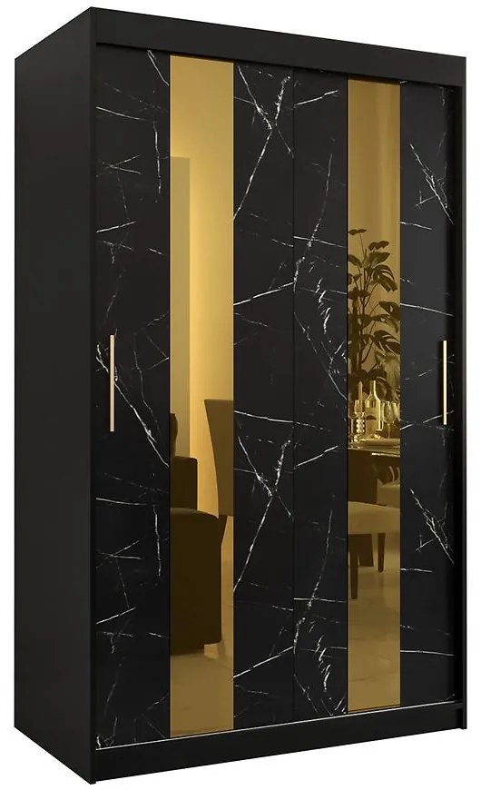 Skriňa Platinum Pole 120 čierna marmur/čierna
