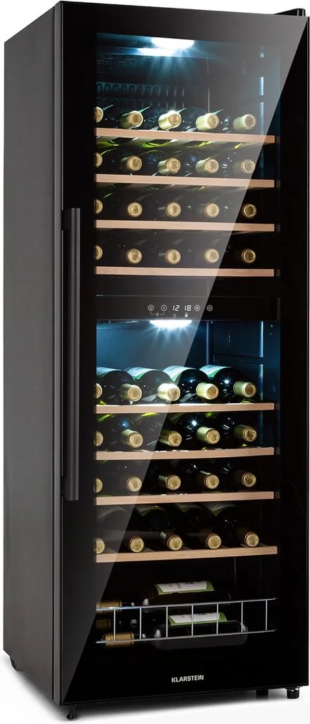 Klarstein Barossa 54 Duo, vinotéka, 148 l, 2 zóny, 54 fliaš, dotykový displej