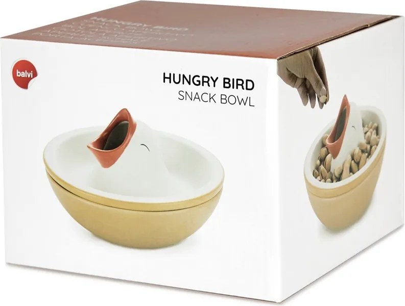 Žltá/biela keramická servírovacia miska 250 ml Hungry Bird – Balvi
