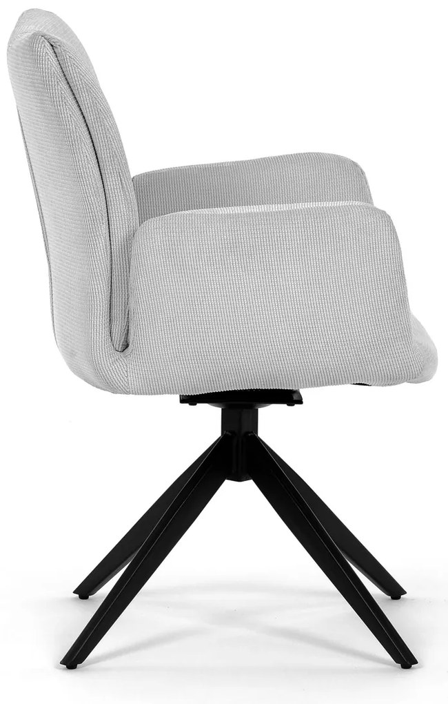 Autronic - Židle jídelní, bílá látka, otočný mechanismus 180°, černý kov - HC-993 WT2 AKCE