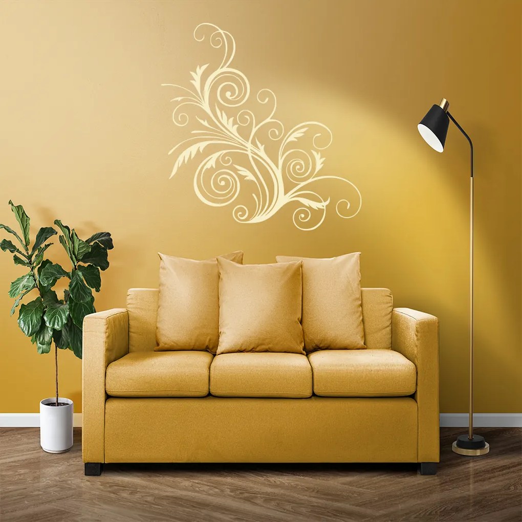 Veselá Stena Samolepka Ornament kvetina Farba: žlutá, Veľkosť: 80 x 84 cm