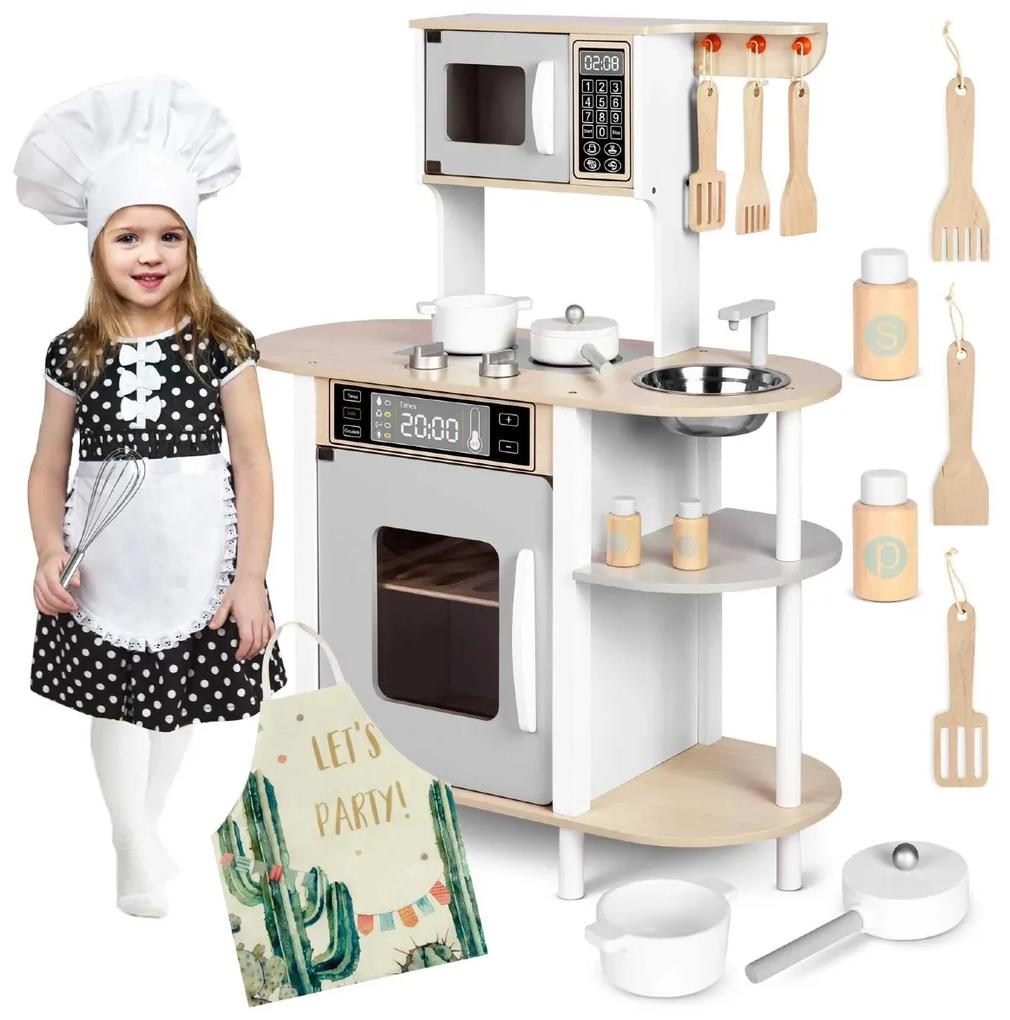 Detská drevená kuchynka + zástera | biela