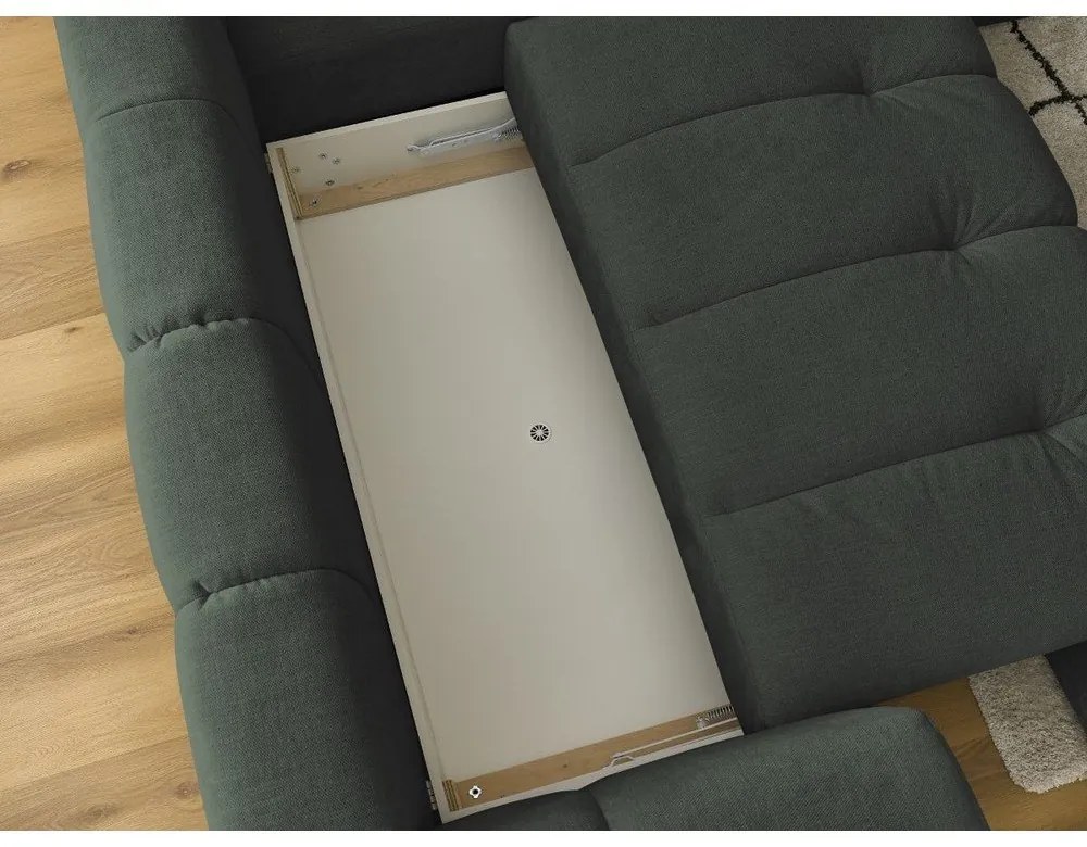 Zelená rozkladacia/s úložným priestorom rohová pohovka (pravý roh/do L) Fuji – Bobochic Paris