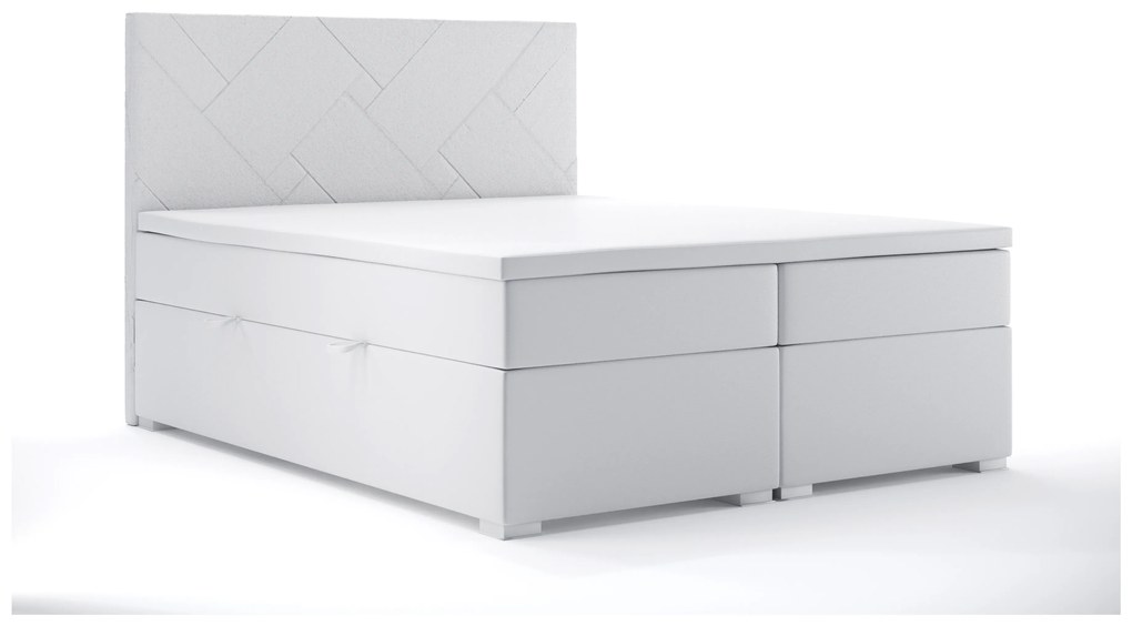 Manželská posteľ Boxspring 160 cm Melo (biela ekokoža) (s úložným priestorom). Vlastná spoľahlivá doprava až k Vám domov. 1044175