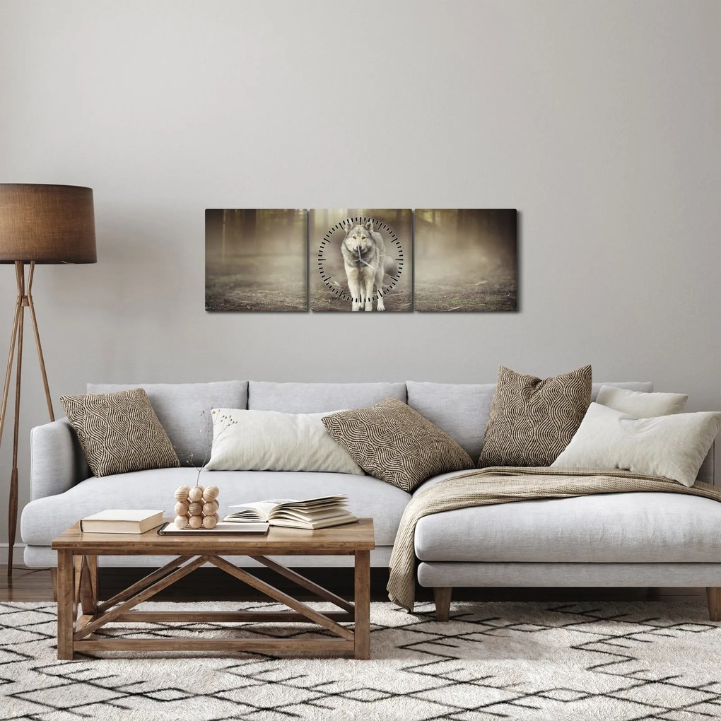 Obraz - Strážca lesa (s hodinami) (90x30 cm)