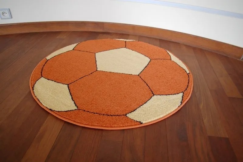 3kraft Dětský kulatý koberec WELIRO FOOTBALL oranžový