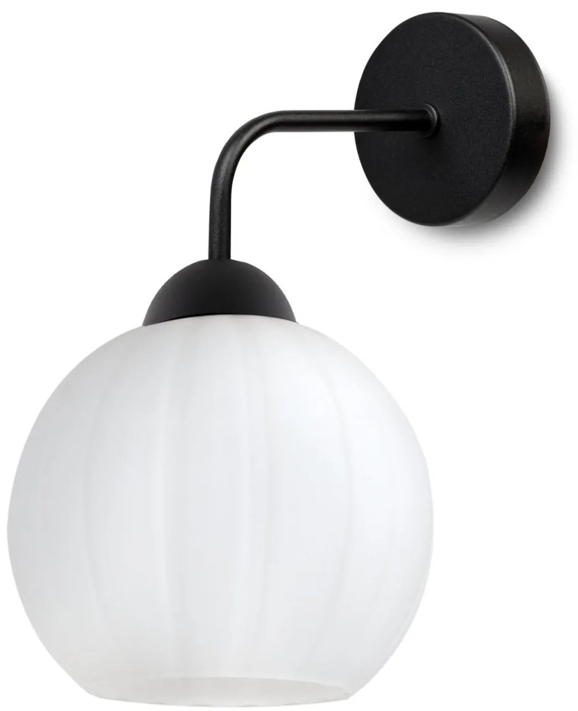 Nástenné svietidlo Costa, 1x biele sklenené tienidlo, b