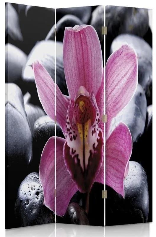 Ozdobný paraván Zen Flower Pink - 110x170 cm, trojdielny, klasický paraván