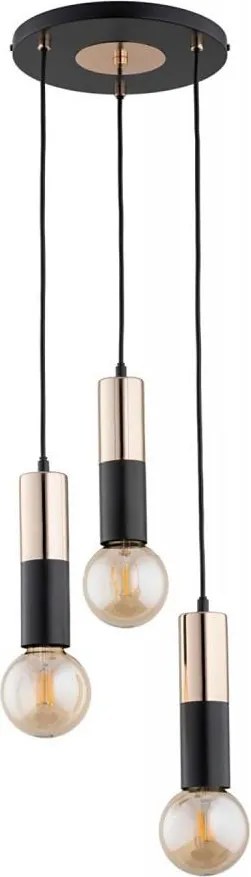 Luster na lanku BOLID 3xE27/60W/230V zlatá/čierna