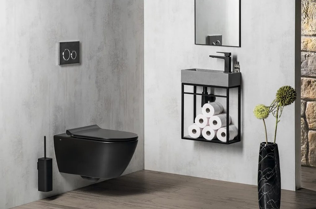 GSI GSI, PURA závesná WC misa, Swirlflush, 55x36 cm, čierna dual-mat, 881526