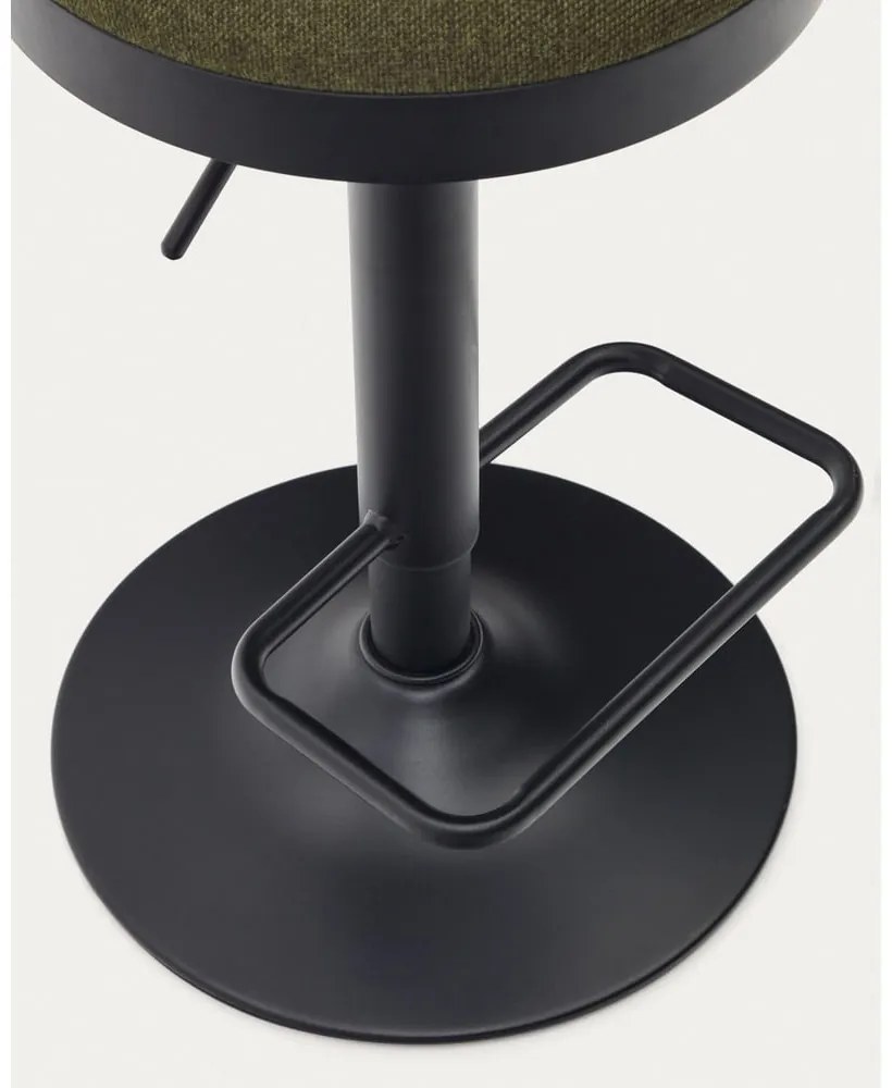 Tmavozelené čalúnené barové stoličky v súprave s nastaviteľnou výškou 2 ks (výška sedadla 53,5 cm) Zaib – Kave Home