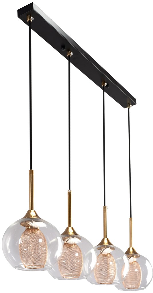 Toolight - Závesné svietidlo 4xG9 60W APP899-4CP, čierna-zlatá, OSW-03202