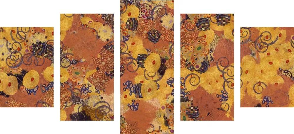 5-dielny obraz abstraktné umenie inšpirované G. Klimtom