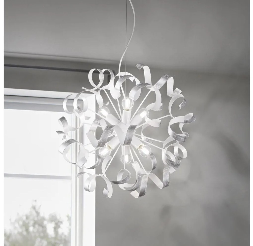 Ideal Lux - Luster na lanku VORTEX 6xE14/40W/230V pr. 53 cm strieborná/patina