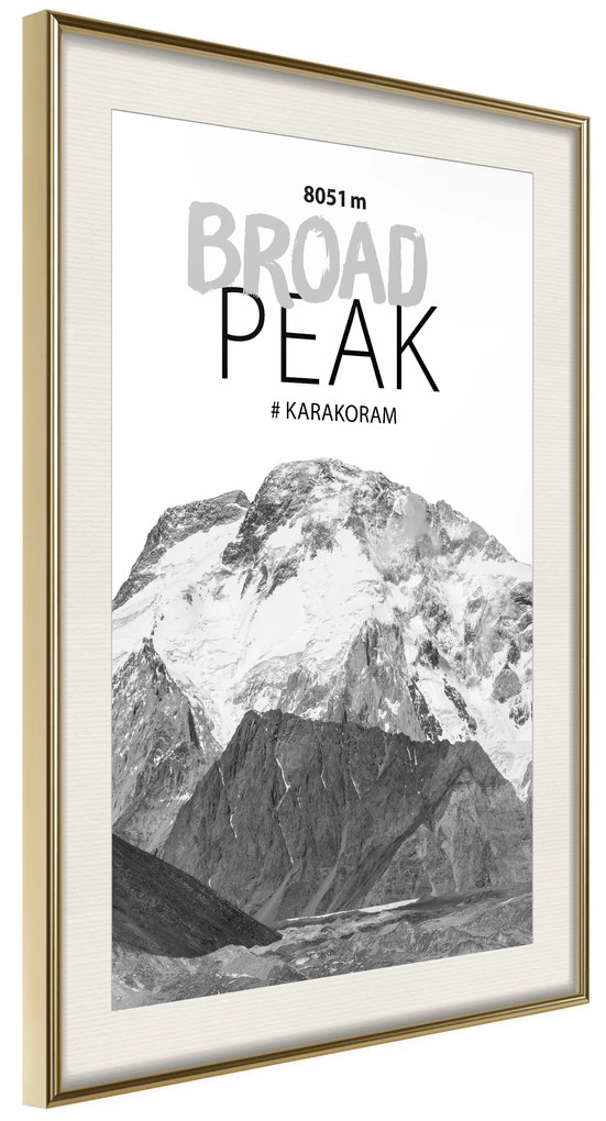 Artgeist Plagát - Broad Peak [Poster] Veľkosť: 20x30, Verzia: Čierny rám s passe-partout