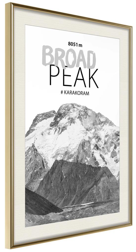 Artgeist Plagát - Broad Peak [Poster] Veľkosť: 30x45, Verzia: Zlatý rám s passe-partout