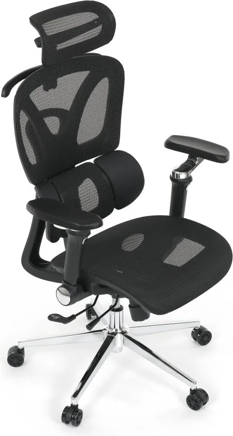 Kancelárska ergonomická stolička PORTE II — sieťovina, čierna