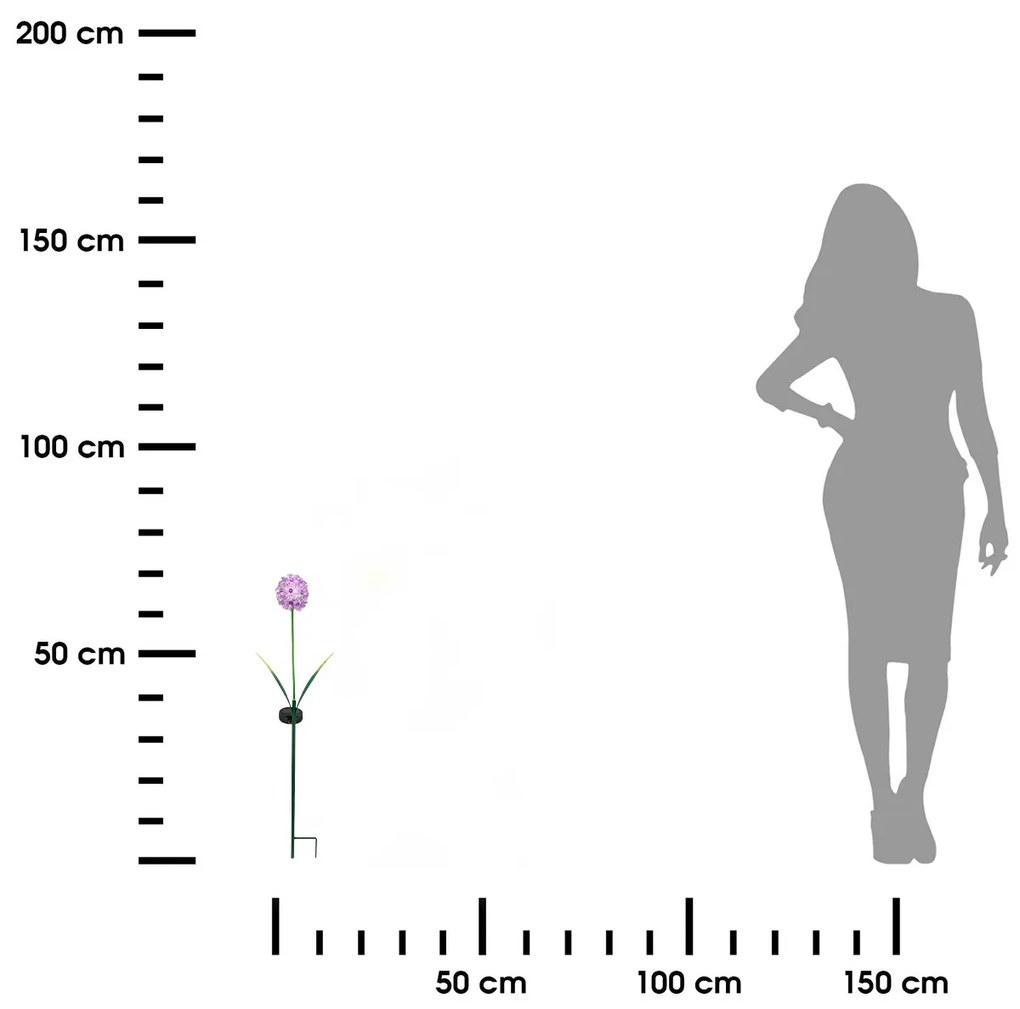 Zapichovacie záhradné solárne svetlo Flower, 70 cm, kov/plast, fialová