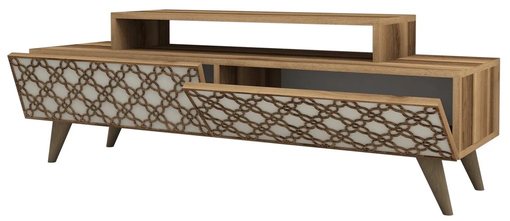 TV stolík/skrinka Clementine (Orech + Krémová). Akcia -15%. Vlastná spoľahlivá doprava až k Vám domov. 1071860