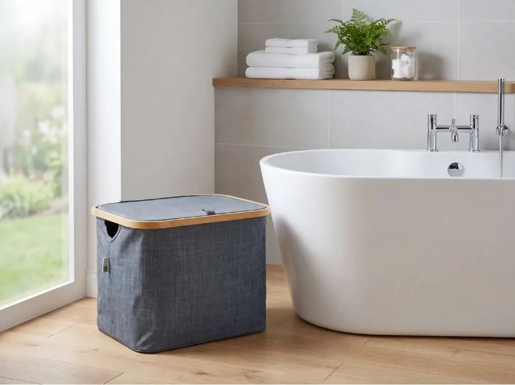 Kôš na bielizeň NOLVIO 40 L, modrosivý