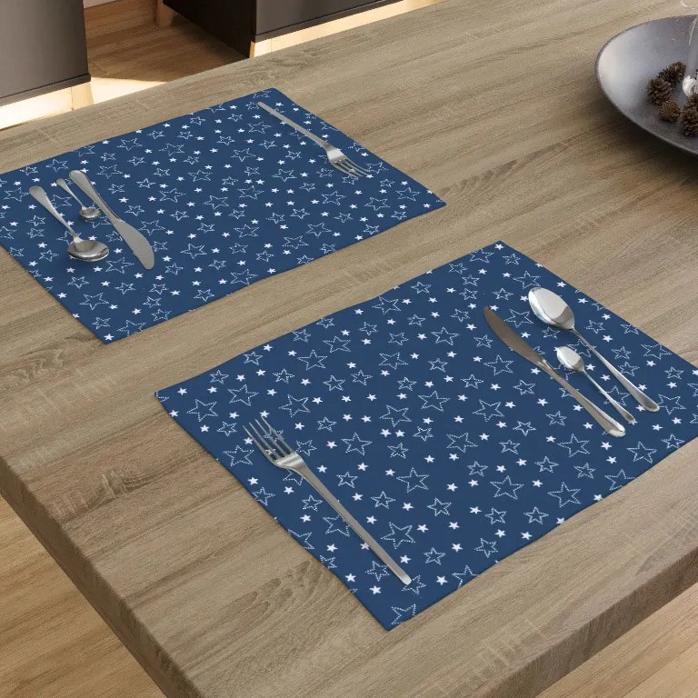 Goldea vianočné prestieranie na stôl - hvezdičky na modrom - 2ks 30 x 40 cm