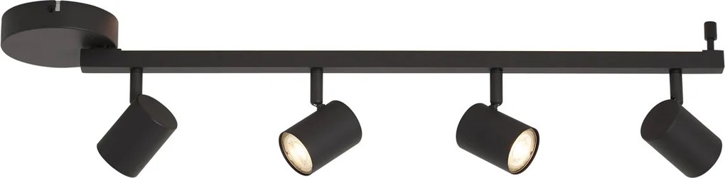 Moderný čierny 4-svetelný stropný bod GU10 50mm vrátane podsvietenia a 3-cestného vypínača - Back Up