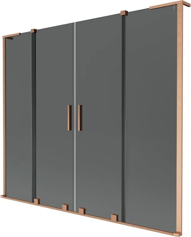 Mexen Velar L Duo vaňová zástena 2-krídlová posuvná 200 x 150 cm, grafit, brúsená meď - 896-200-003-42-65