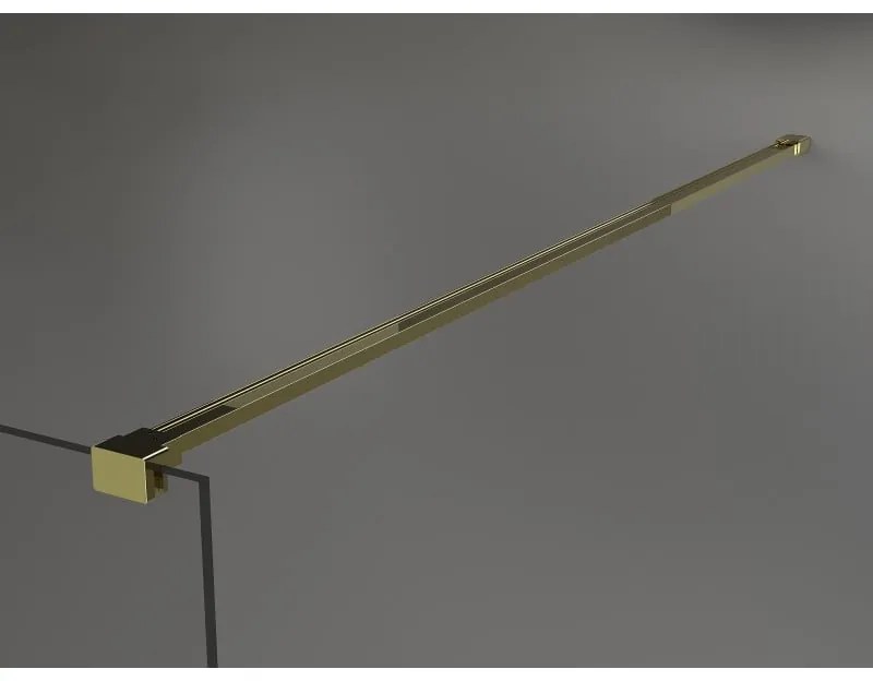 Mexen Kioto, priechodná sprchová zástena 110 x 200 cm, 8mm sklo vzor zrkadlo, 2x zlatá stabilizačná rozpera, 800-110-002-50-50