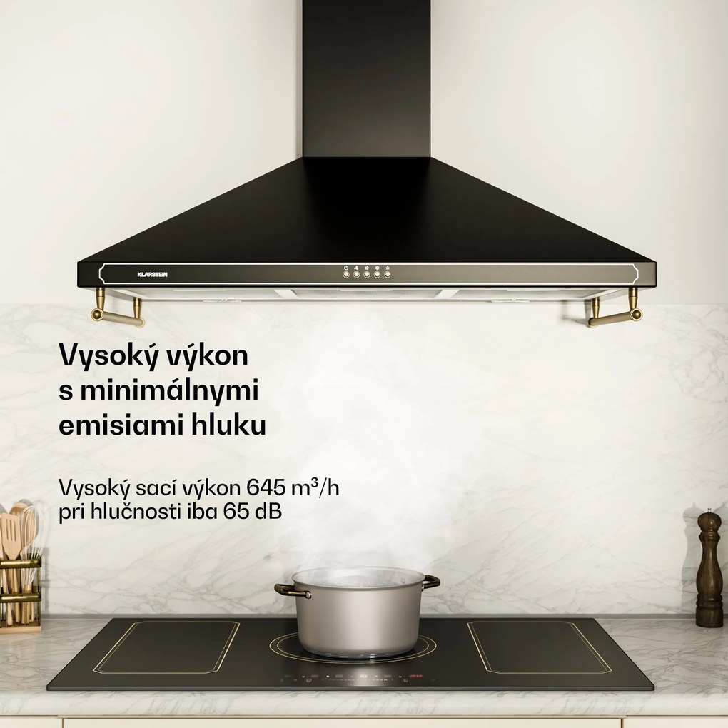 Klarstein Victoria 90, digestor, 90 cm, nástenný, 630 m³/h, LED, retro dizajn, slonovinový