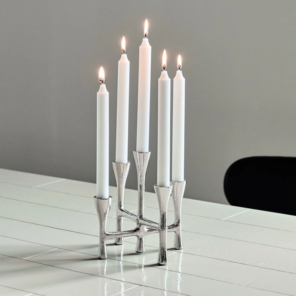 House Doctor Kovový svietnik Tristy Silver