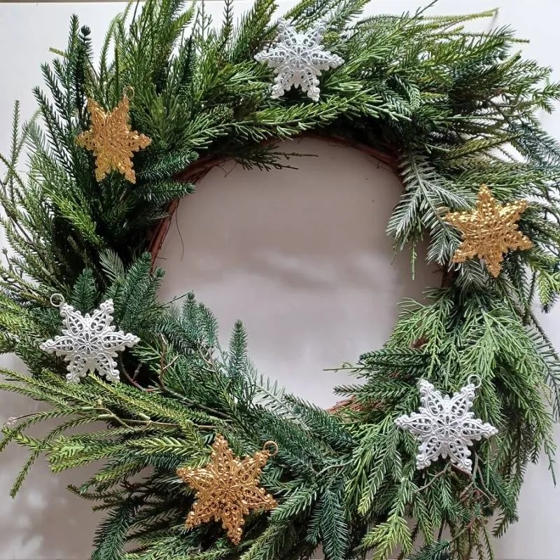 DECOLED Kovové vločky, 3 kusy, 10 x 7,7 cm, bílá