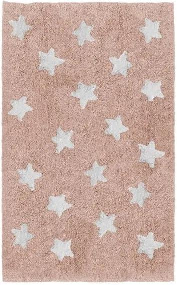 Ružový detský ručne vyrobený koberec Naf Naf Stars, 120 × 160 cm | BIANO