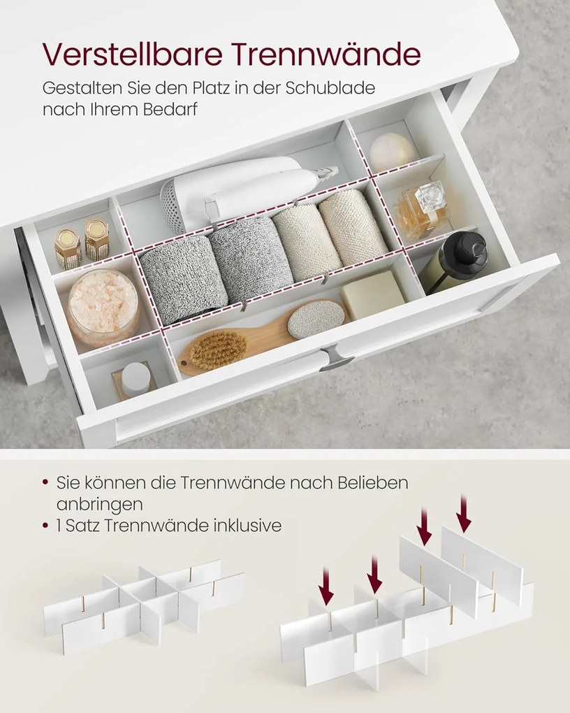 Kúpeľňová skrinka s 2 zásuvkami 30 × 60 × 80 cm, biela