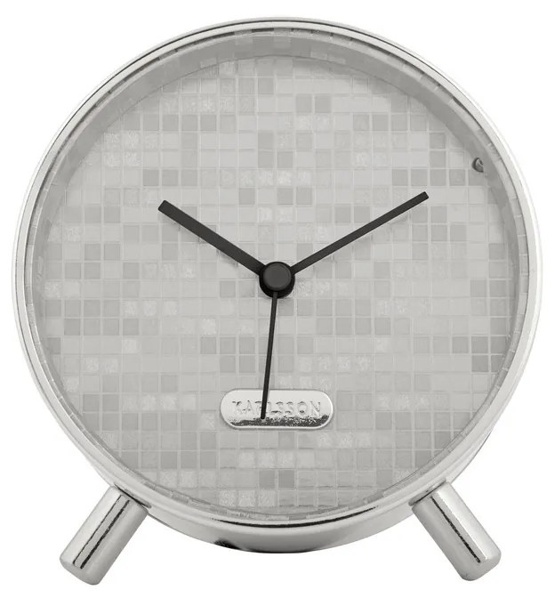 Karlsson 6004SI dizajnový budík strieborná, pr. 11 cm