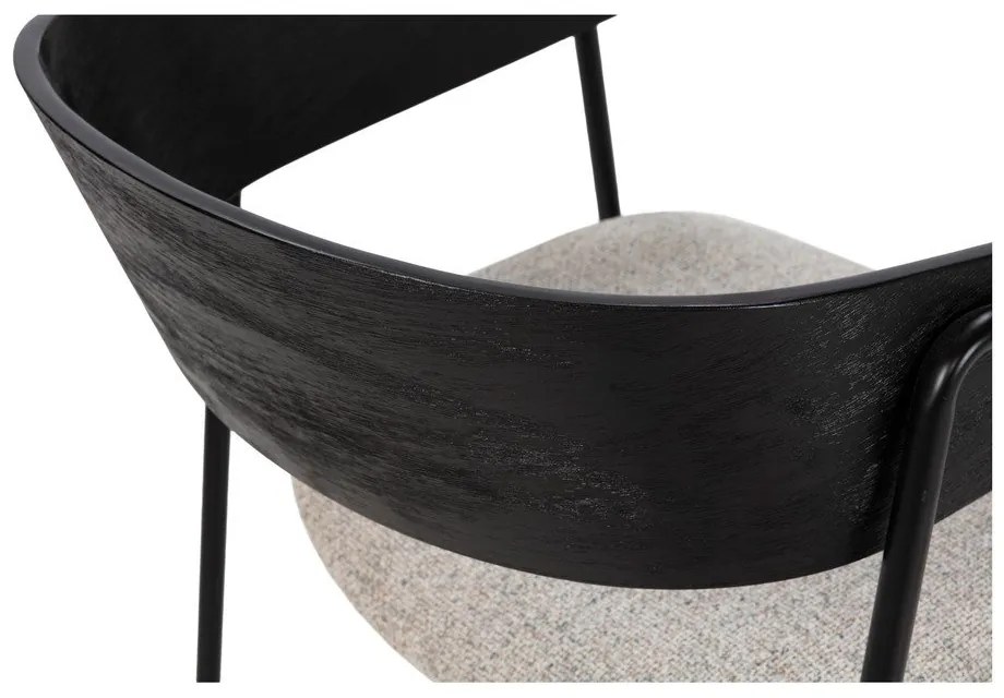 Čierne/béžové čalúnené jedálenské kreslá v súprave s podrúčkami 2 ks Cora – MOME