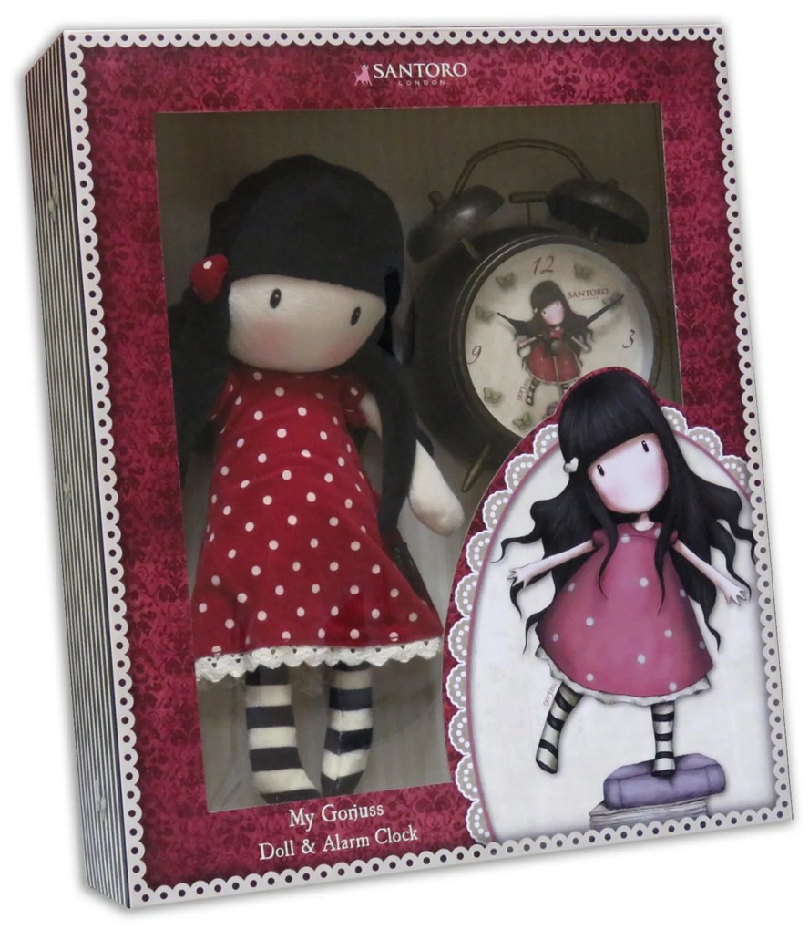 Santoro London - Handrová bábika 30 cm a budík - Gorjuss - New Heights