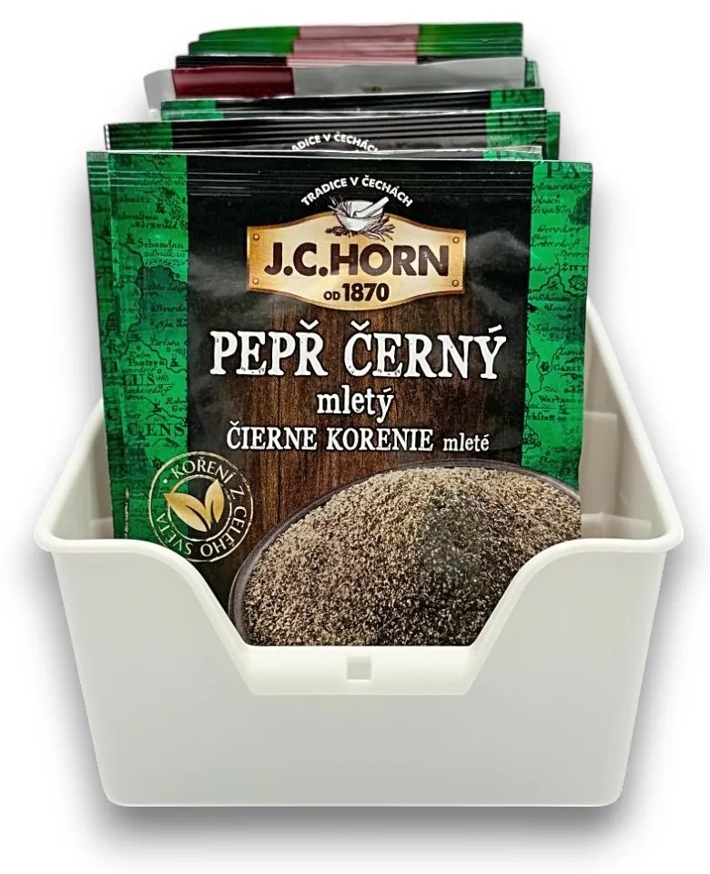 Organizér na korenie vo vreckách, zásobník, BEN3 - biely, 20x14x8
