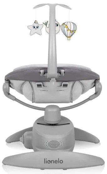 Lionelo - Detské húpacie lehátko s melódiou MELL Grey Stone 4xAA + diaľkové ovládanie