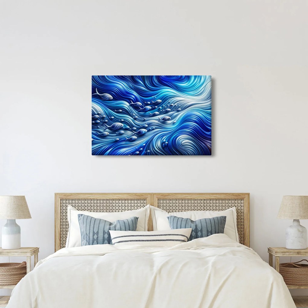 Obraz – Ryby vo vlnách (90x60 cm)